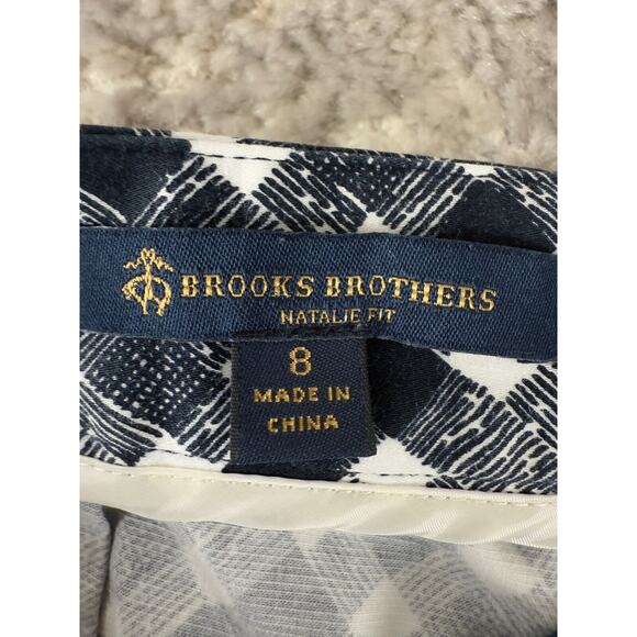 Brooks Brothers Womens Size 8 Natalie Fit Checker Pants Black White Button Zip - Picture 9 of 12